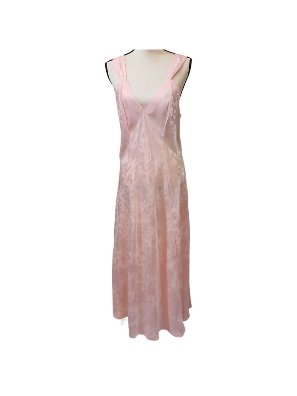 Morgan Taylor Womens Medium V-Neck Evening Gown Pink  Nightgown Satin #i-4